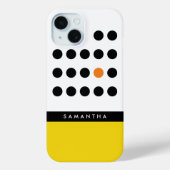 Moderne gele polka dot kleurenblok monogram Case-Mate iPhone case (Achterkant)