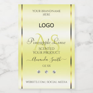 Moderne Gele Productlabels Sierlijke Monogramlogo' Voedselcontainer Etiket