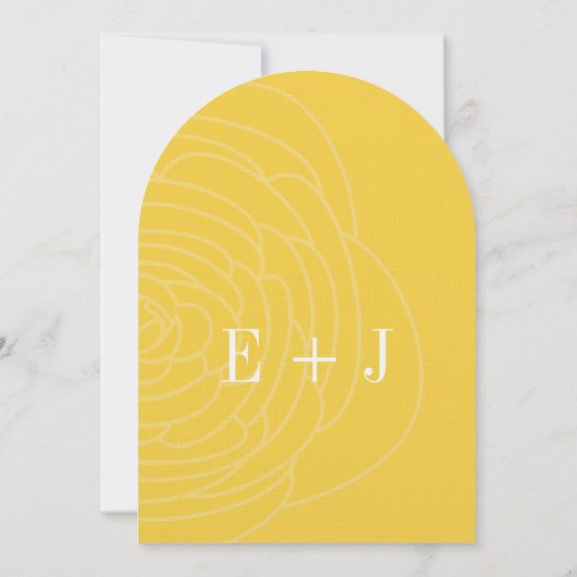 Moderne Gele Ranunculus Roos Wedding Invitations Kaart (Achterkant)