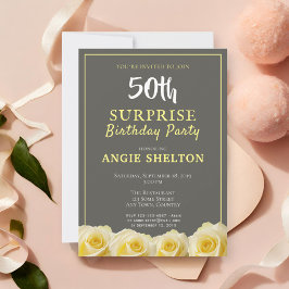 Moderne Gele Roos 50e Verjaardag Surprise Feest Kaart