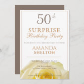 Moderne Gele Roos 50e Verrassingsverjaardagsfeestj Kaart (Voorkant / Achterkant)