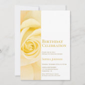 Moderne gele roos verjaardagsfeest uitnodiging (Voorkant)