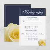 Moderne Gele Rose Wedding Menu Keuze RSVP Kaart (Voorkant / Achterkant)