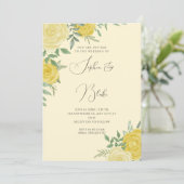 Moderne gele rozen Elegant Yellow Wedding Kaart (Staand voorkant)