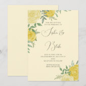 Moderne gele rozen Elegant Yellow Wedding Kaart (Voorkant / Achterkant)