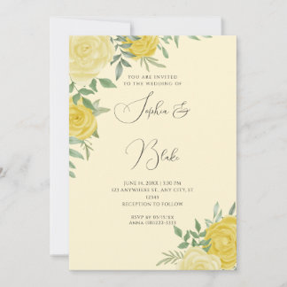 Moderne gele rozen Elegant Yellow Wedding Kaart