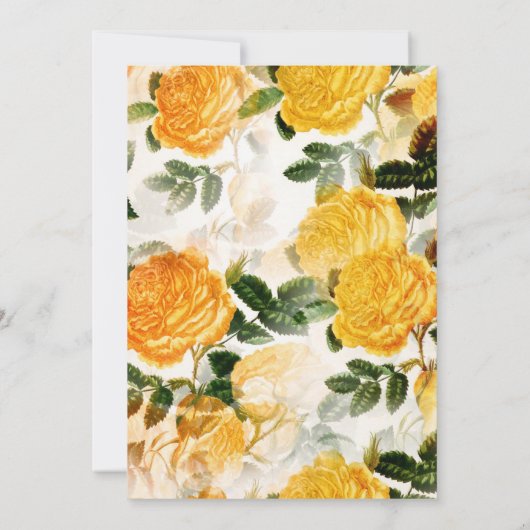 Moderne gele rozenbloem bespaart de uitnodiging to (Achterkant)