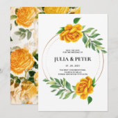 Moderne gele rozenbloem bespaart de uitnodiging to (Voorkant / Achterkant)