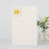 Moderne gele rozenstationery briefpapier (Staand voorkant)