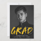 Moderne gele schilderplaatfoto Afstuderen Aankondiging (Voorkant)
