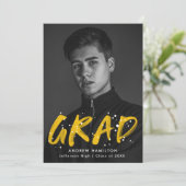 Moderne gele schilderplaatfoto Afstuderen Aankondiging (Staand voorkant)