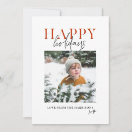 Moderne Gele Schrift Familie Kids Foto Gelukkig Feestdagenkaart