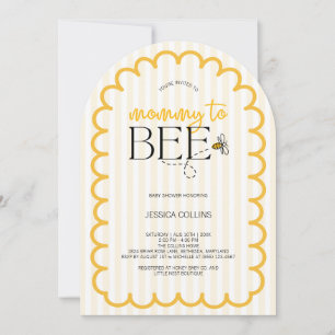 Moderne Gele Script Boog Mommy to Bee Baby Shower Kaart