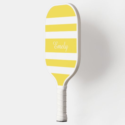 Moderne Gele Script Naam Pickleball Paddle (Links)