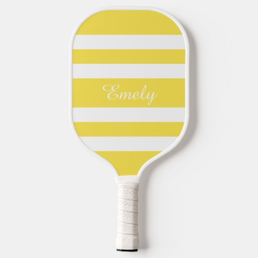 Moderne Gele Script Naam Pickleball Paddle (Achterkant)