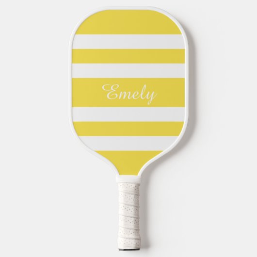 Moderne Gele Script Naam Pickleball Paddle (Voorkant)