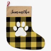 Moderne, gele speldenknop en naam grote kerstsok (Voorkant)