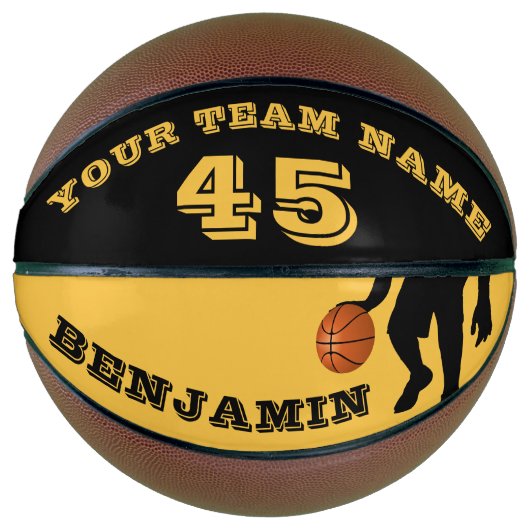 Moderne Gele Speler Teamnaam Nummer Basketbal (Voorkant)