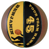 Moderne Gele Speler Teamnaam Nummer Basketbal (Verticaal)