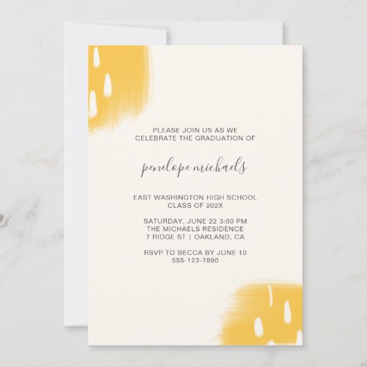 Moderne Gele Splashes Eén fotograafpartij Kaart (Achterkant)