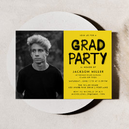 Moderne Gele Spuitverf Foto Graduation Party Kaart