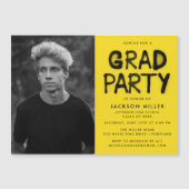 Moderne Gele Spuitverf Foto Graduation Party Magnetische Uitnodiging (Voorkant)