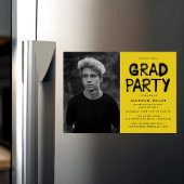Moderne Gele Spuitverf Foto Graduation Party Magnetische Uitnodiging
