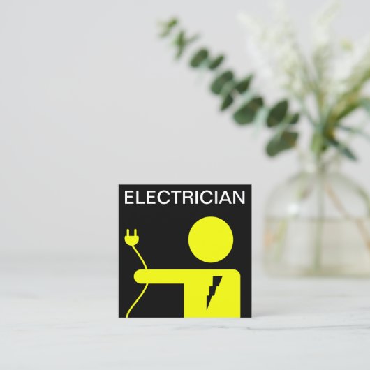 Moderne, gele stekker vierkante visitekaartje (Staand voorkant)