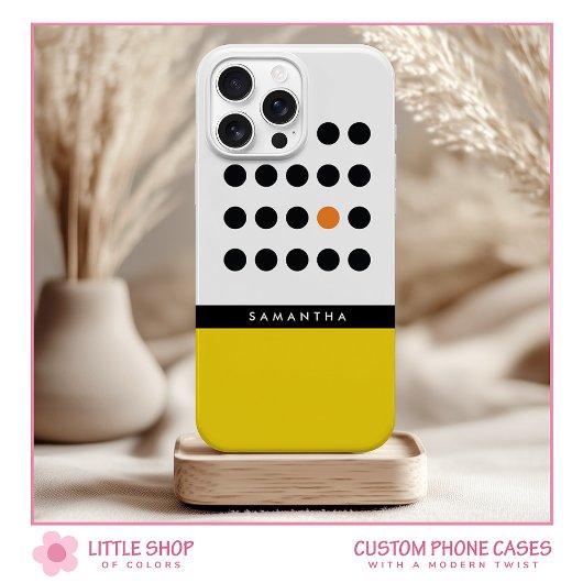 Moderne Gele Stip Kleur Blok Monogram iPhone 15 Case