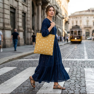 Moderne gele stippen koele patroon boodschappentas tote bag