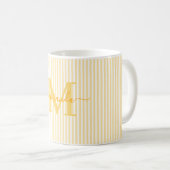 Moderne Gele Streep Monogramnaam Koffiemok (Voorkant rechts)