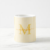 Moderne Gele Streep Monogramnaam Koffiemok (Center)