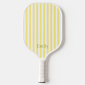 Moderne Gele Strepen Aangepaste Naam Pickleball Paddle (Achterkant)