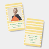 Moderne Gele Strepen Docent Pasfoto ID Badge (Voor- en achterkant)