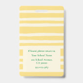 Moderne Gele Strepen Docent Pasfoto ID Badge (Achterkant)