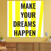 Moderne gele strepen en maak je dromen canvas afdruk (Insitu (Woonkamer))