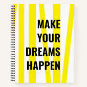 Moderne gele strepen en maak je dromen notitieboek (Voorkant)