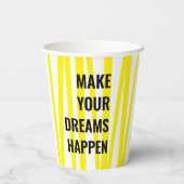 Moderne gele strepen en maak je dromen papieren bekers (Achterkant)