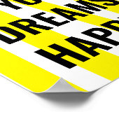 Moderne gele strepen en maak je dromen poster (Hoek)