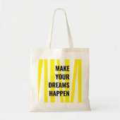 Moderne gele strepen en maak je dromen tote bag (Voorkant)