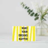 Moderne gele strepen en maak je dromen visitekaartje (Staand voorkant)
