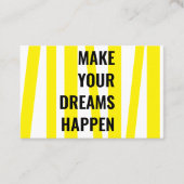 Moderne gele strepen en maak je dromen visitekaartje (Voorkant)