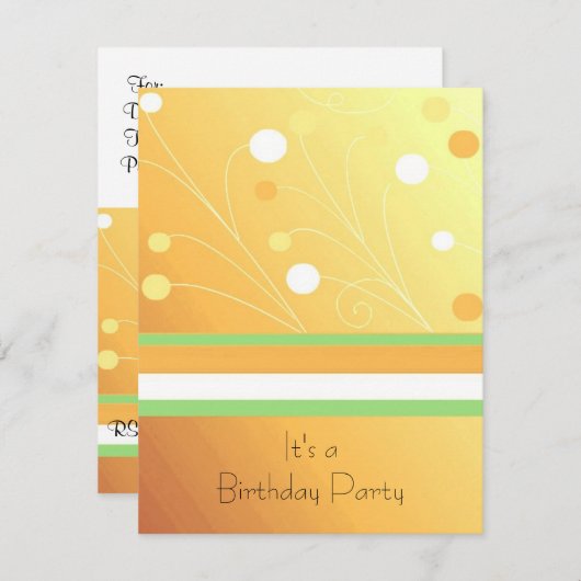 Moderne gele strepen en Stippen - uitnodiging (Voorkant / Achterkant)