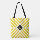 Moderne Gele Strepen Initiaal Tote Bag (Achterkant)