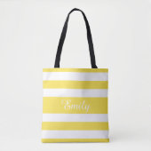 Moderne gele strepen naam tote bag (Voorkant)