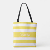 Moderne gele strepen naam tote bag (Achterkant)