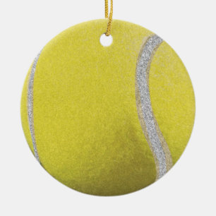 Moderne gele tennisbak met faux glitter line keramisch ornament