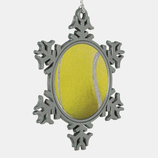 Moderne gele tennisbak met faux glitter line tin sneeuwvlok ornament (Links)