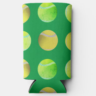 Moderne Gele Tennisbal Patroon Speler Groen Seltzer Blikjeskoeler