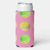 Moderne gele tennisbal patroon speler roze seltzer blikjeskoeler (Seltzer Achterkant)